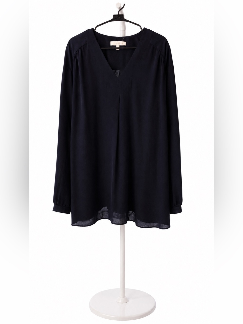 Women's Black Long-Sleeve V-Neck Blouse - Elegant Everyday